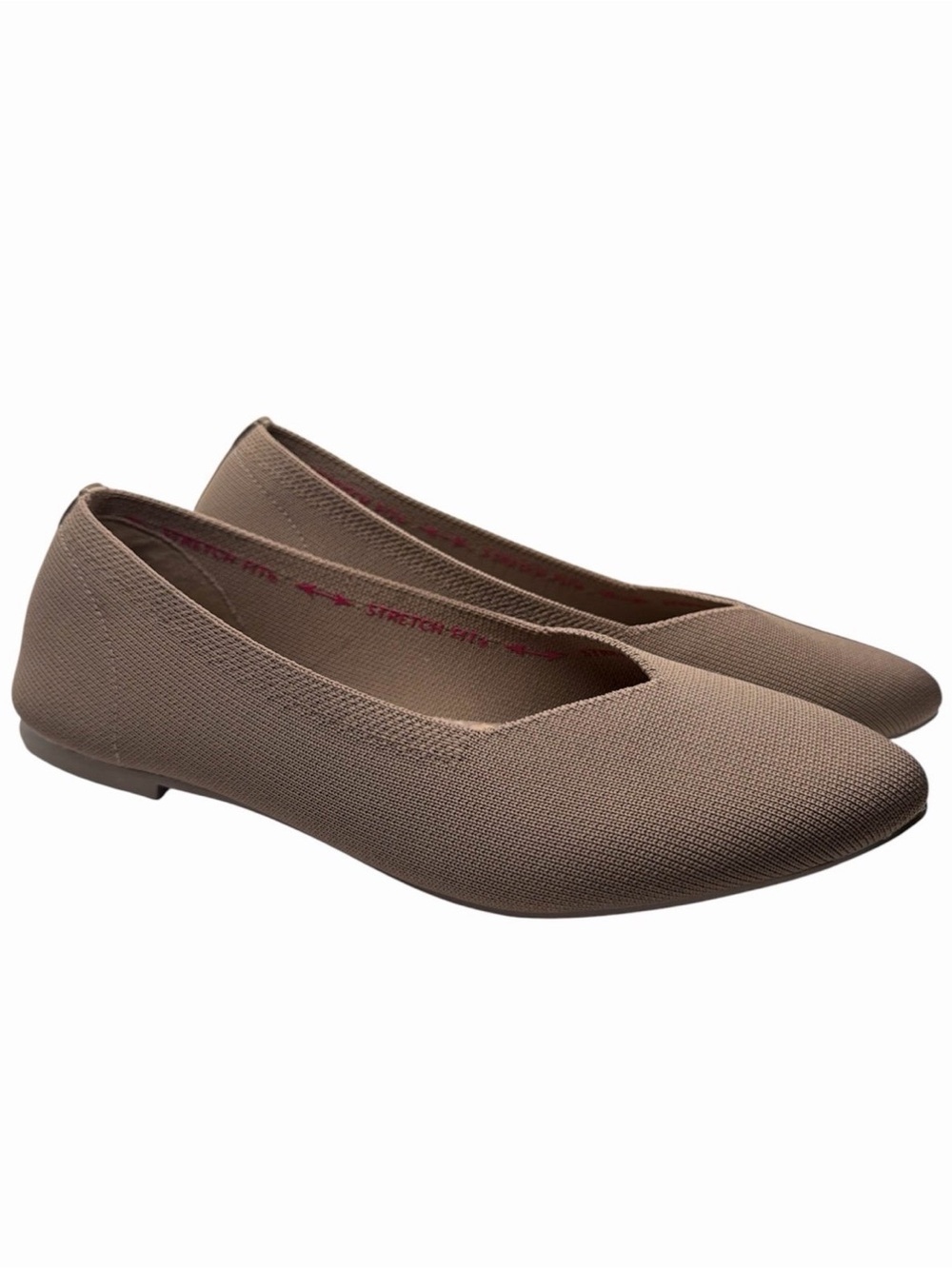 Skechers Comfort Knit Ballet Cleo Flats in Taupe - Women's Slip-On Shoe